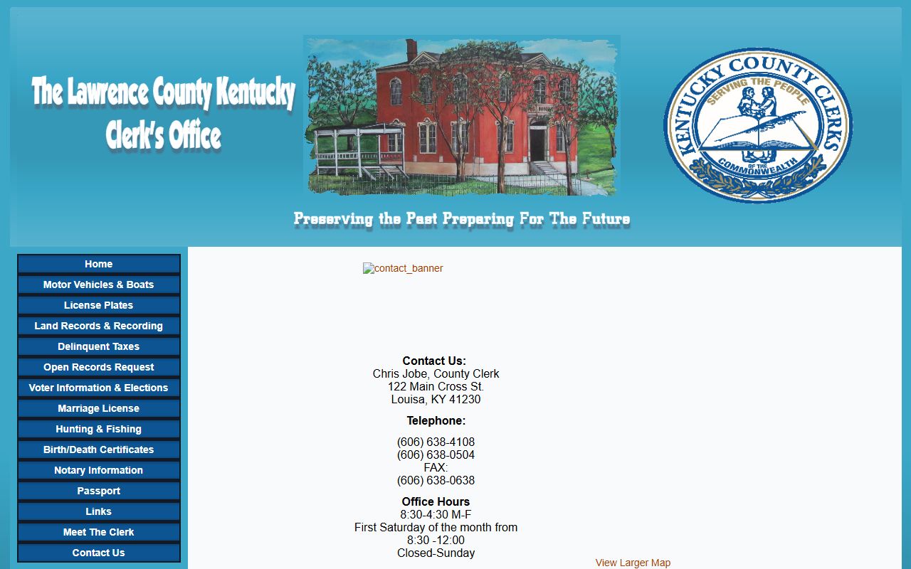 Lawrence County clerk contact page for county clerk records