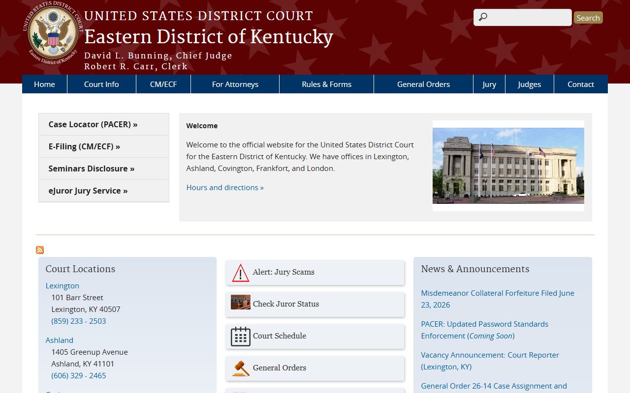 Lawrence County court dockets Eastern District of Kentucky federal court