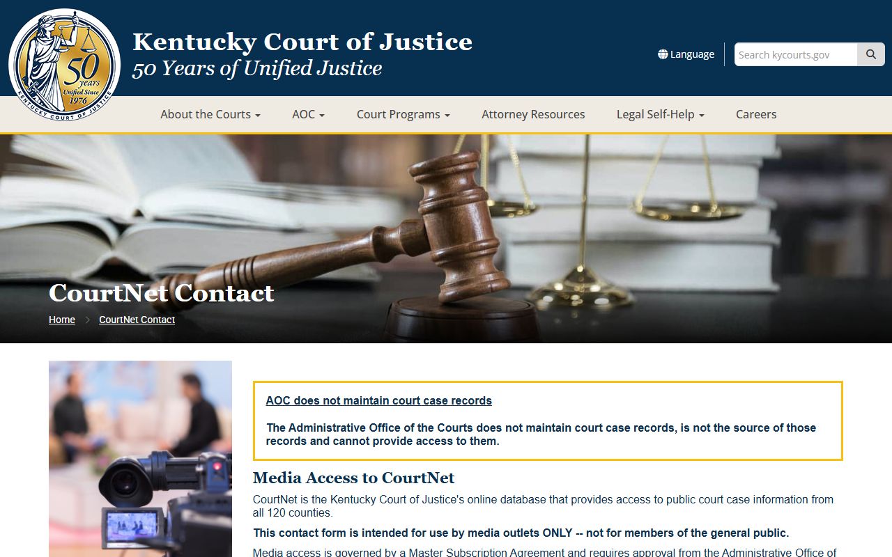 Lawrence County court records Kentucky Court of Justice CourtNet access page