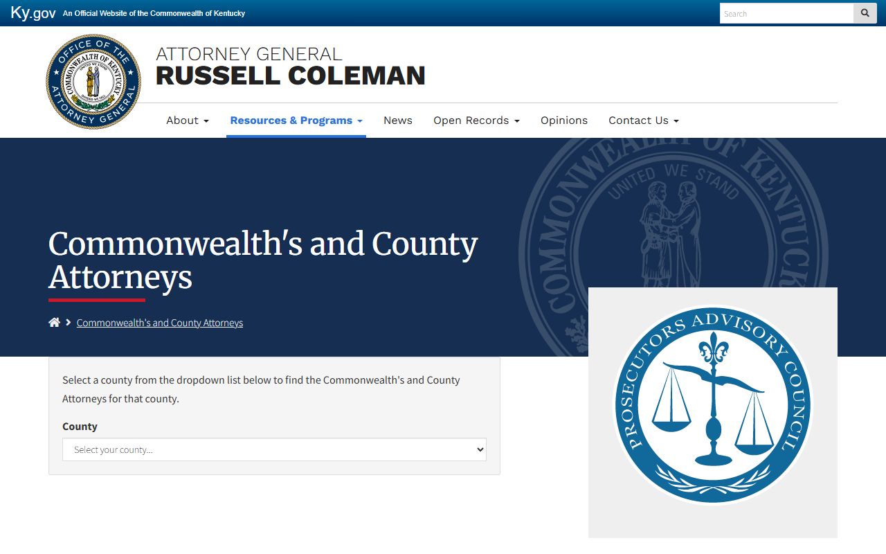 Lawrence County criminal court records Kentucky Attorney General prosecutor directory