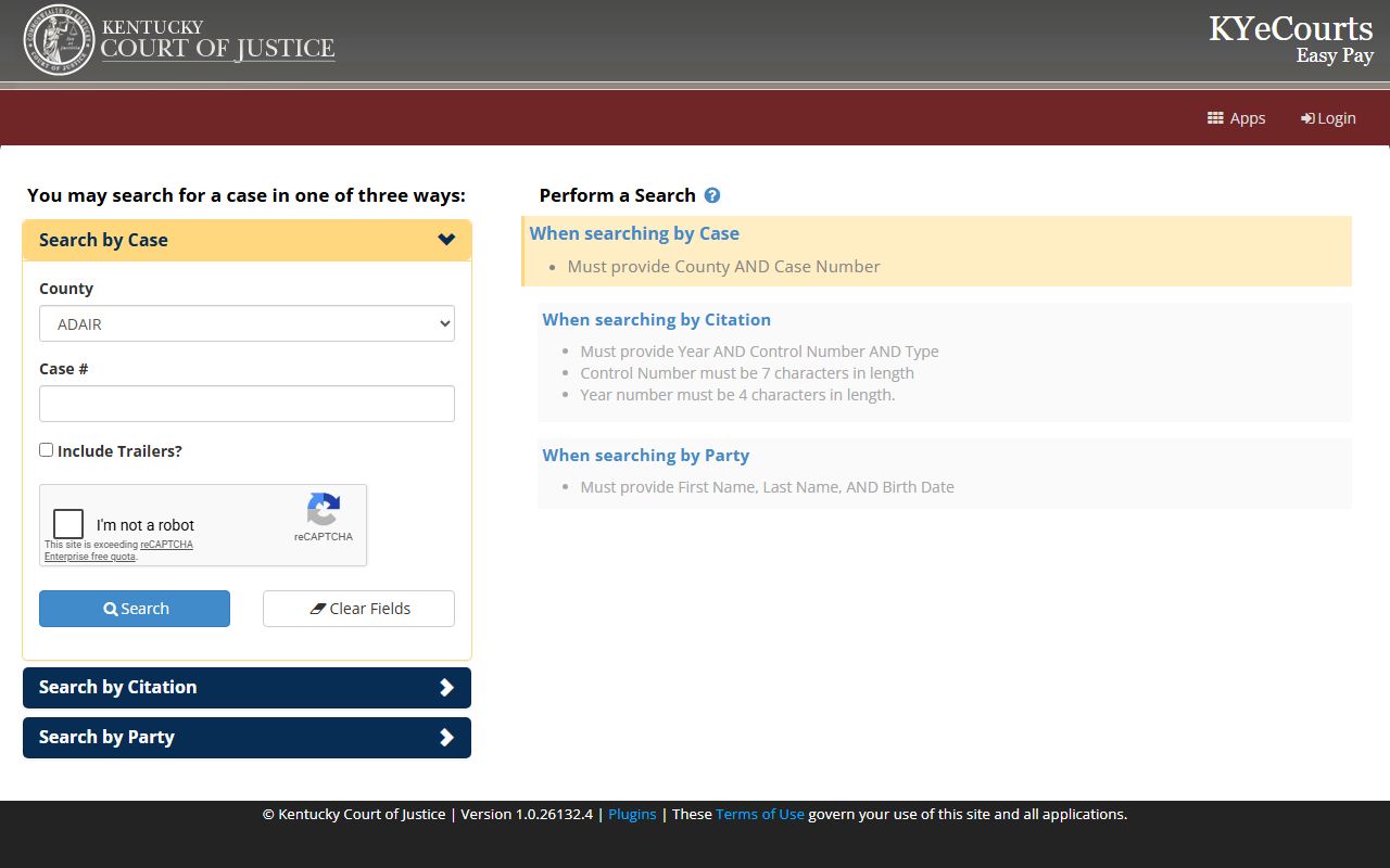 Lawrence County traffic court records Kentucky ePay portal