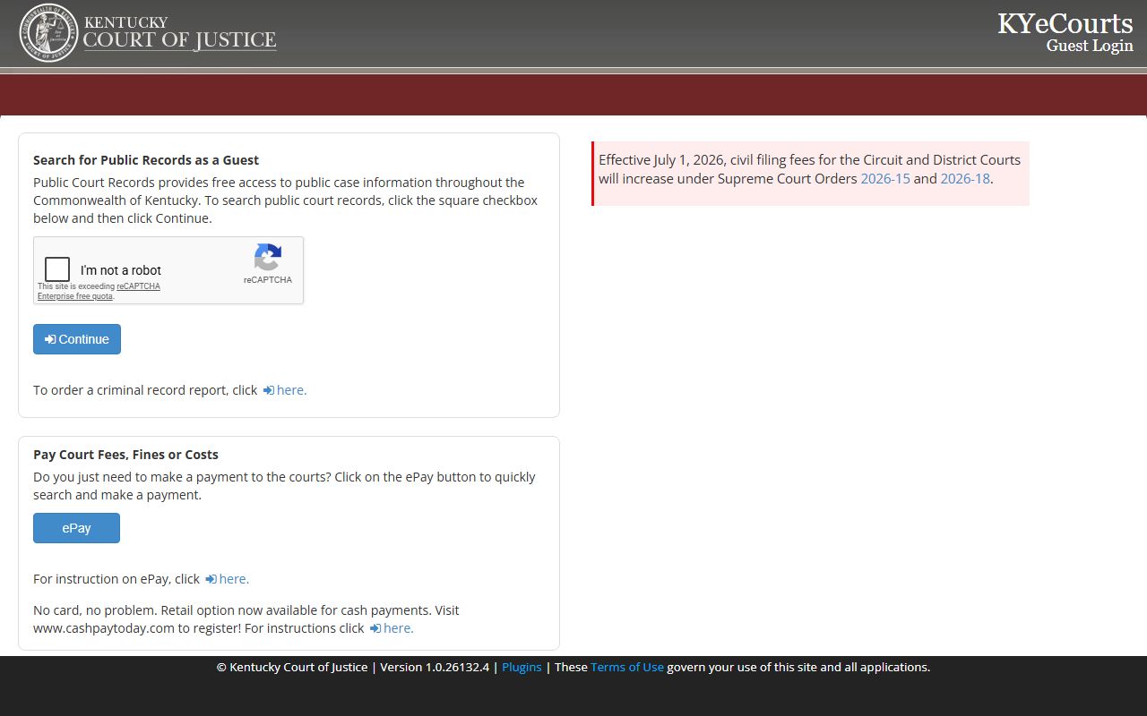 Lawrence County court records KYeCourts public records guest login