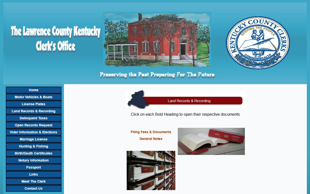 Lawrence County probate records County Clerk land records recording page